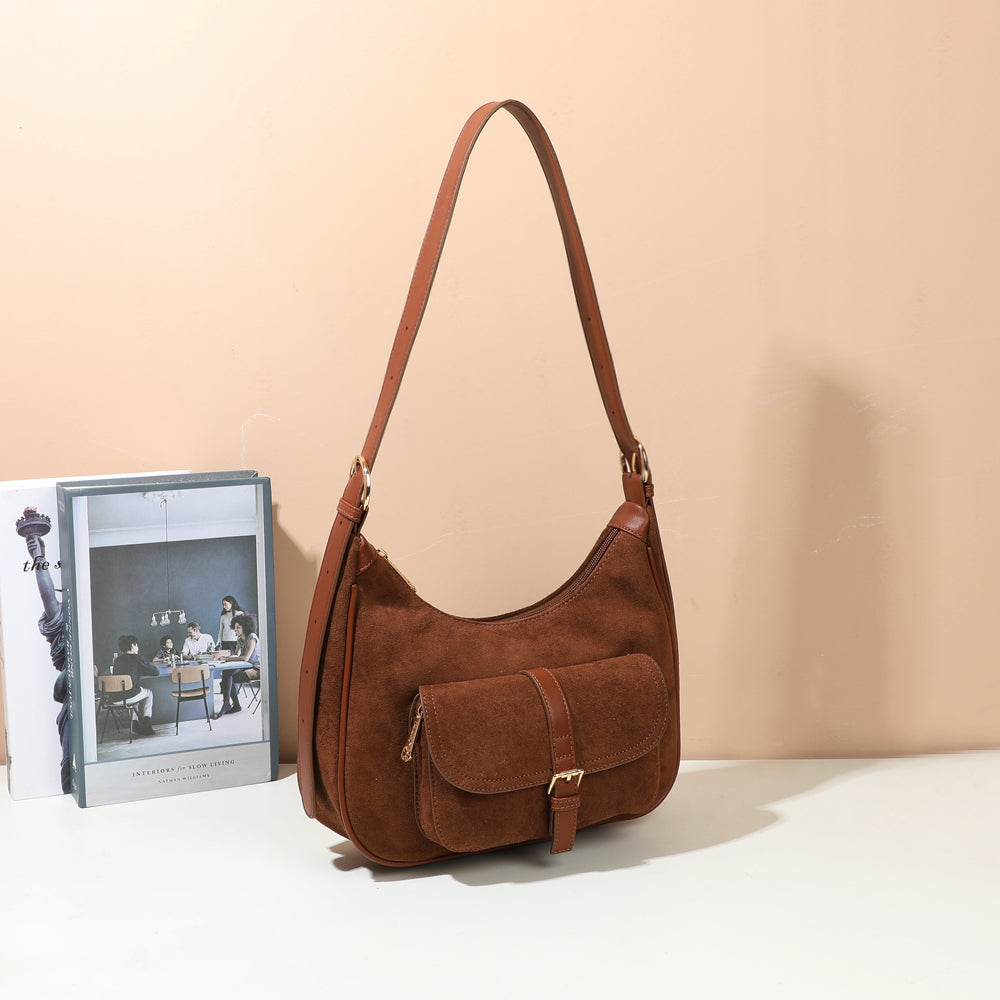 Sac grande lance velour choco