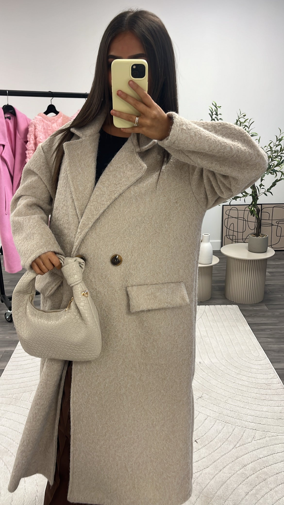 Manteau laine beige doublure