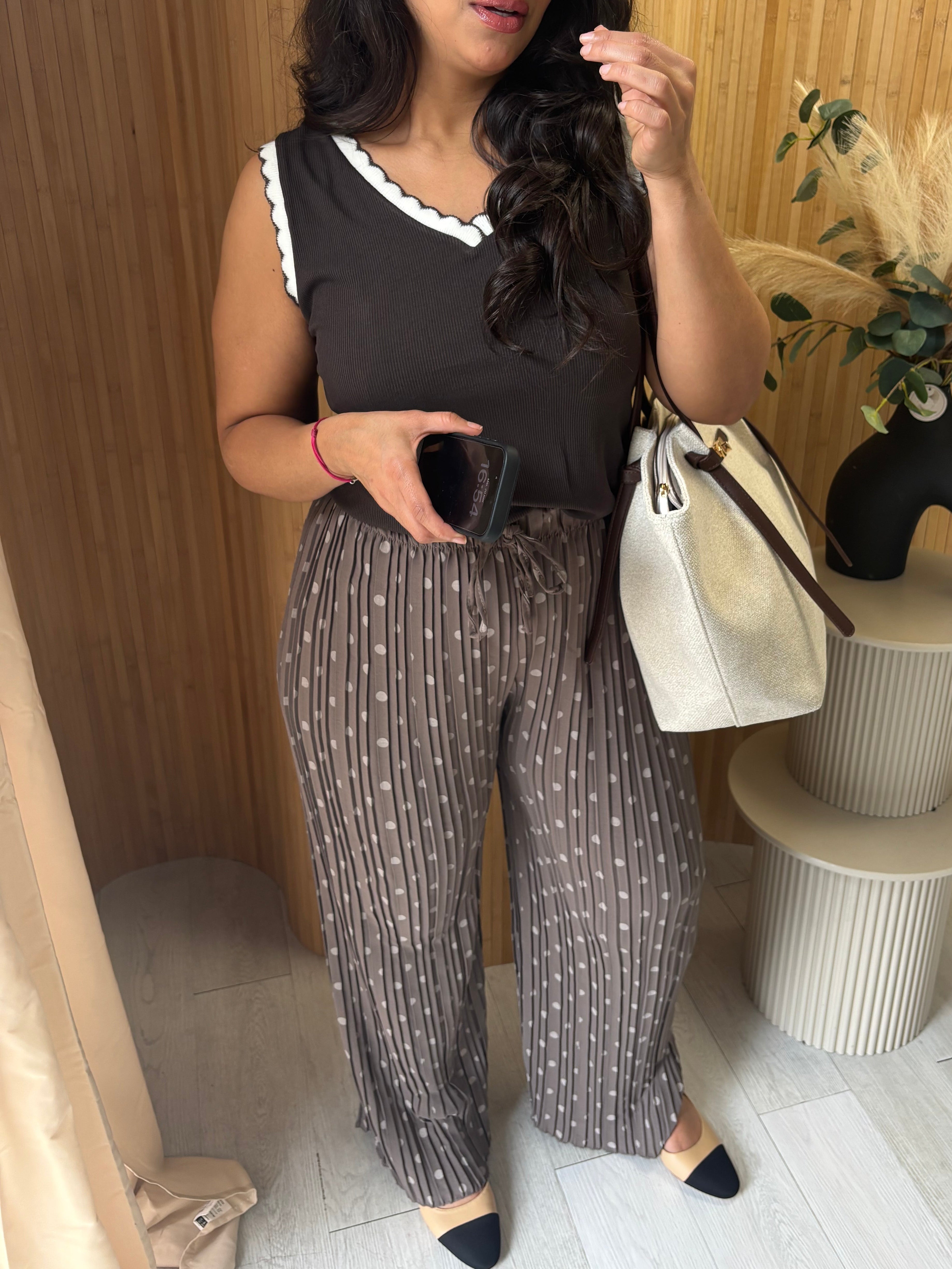 Pantalon plissé pois