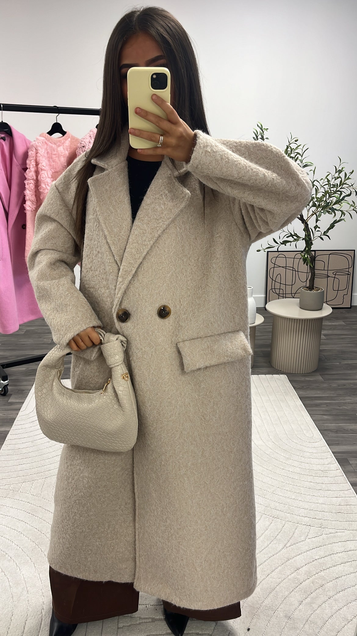 Manteau laine beige doublure