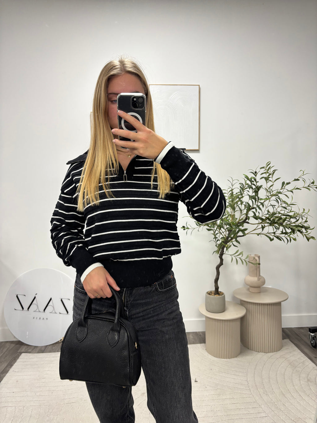 PULL RAYÉ À COL YEM12