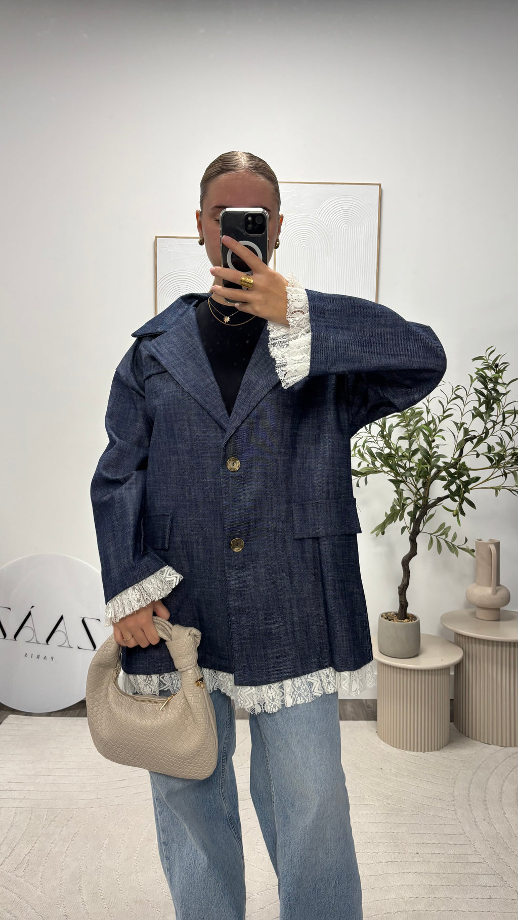 BLAZER EN JEAN ET DENTELLE 50545