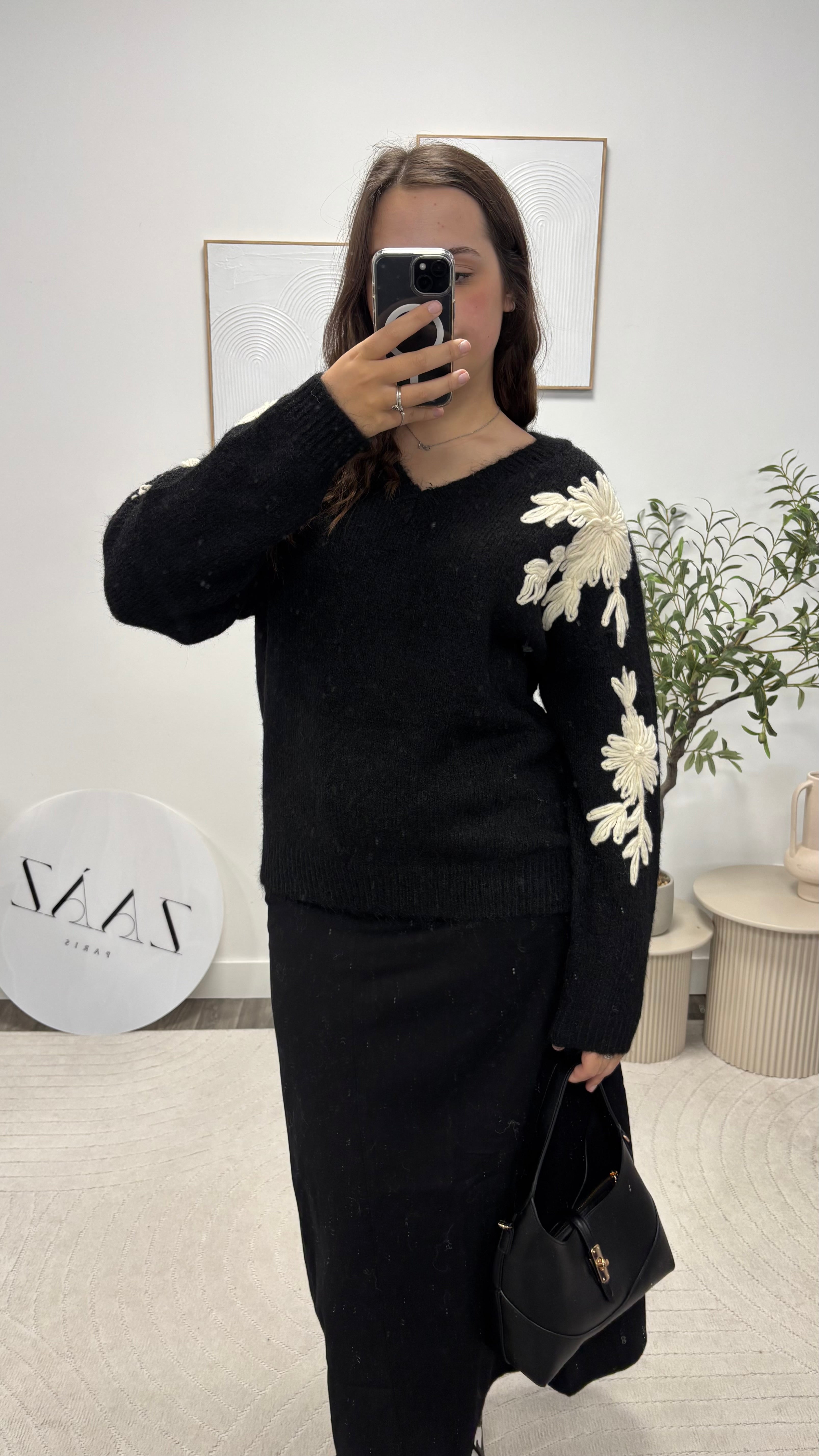 PULL MANCHE FLEUR LU3002